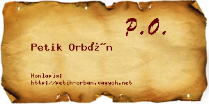 Petik Orbán névjegykártya